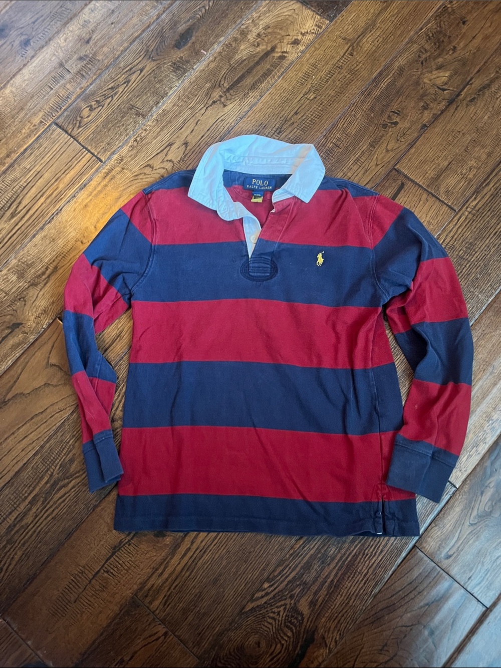 Polo by Ralph Lauren Red and Navy Striped Rugby Shirt